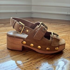 Charlotte Stone Tan Suede Lucia platform sandles